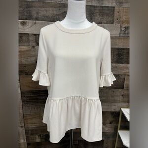 Kate Spade Linda Top Cream Boho Peplum